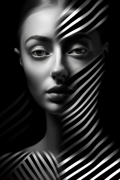 Premium AI Image | a woman with a line of lines drawn on it