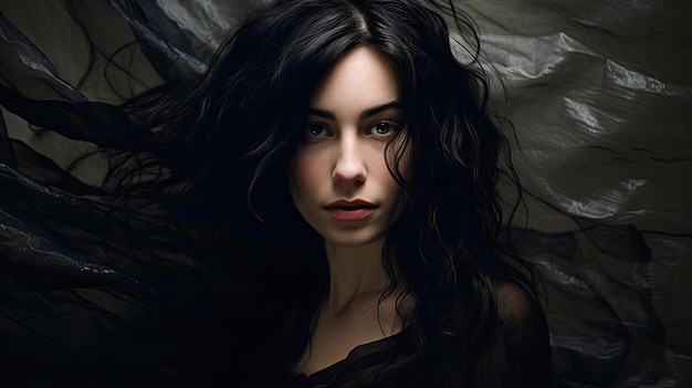 Photo a woman with long black hair