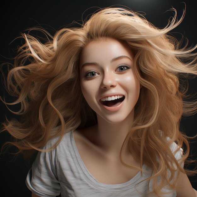 женщина с длинными светлыми волосами улыбается