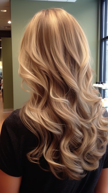 Woman With Long Blonde Hair in Salon
