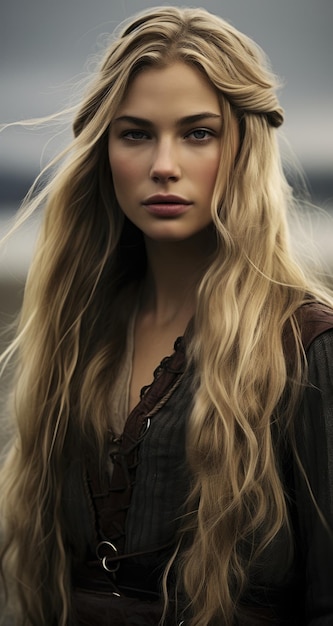 a woman with long blonde hair