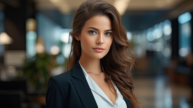 a woman with long brown hair