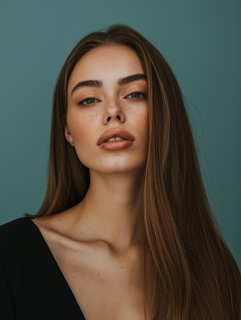 a woman with long brown hair