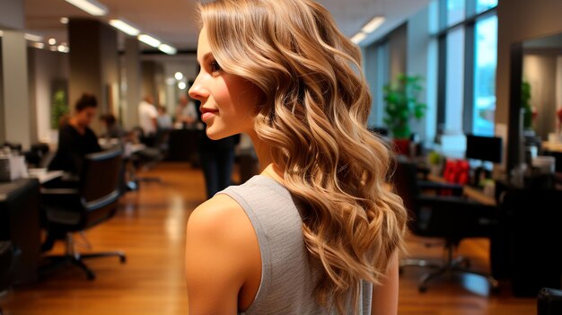 Photo woman with long hair in a beauty salon