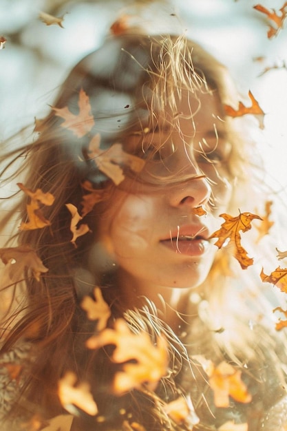 Foto una donna con i capelli lunghi e farfalle nei capelli