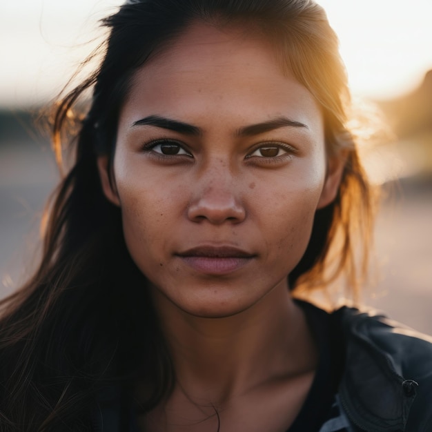 Premium Photo | A woman with long hair and freckles