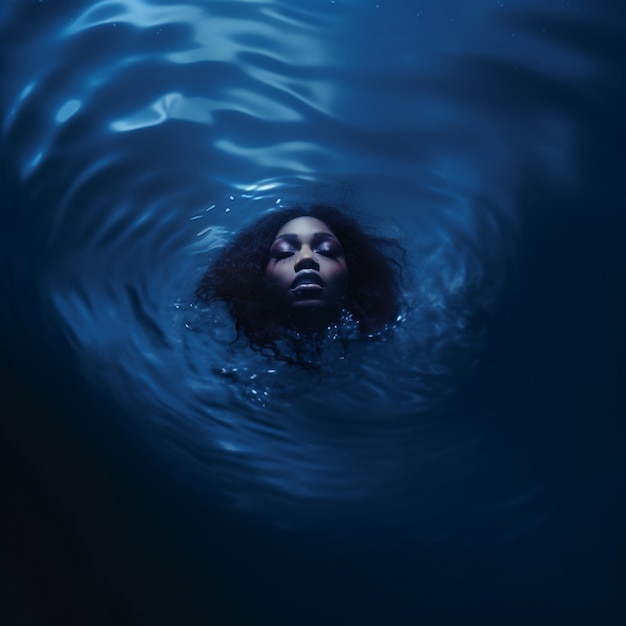 a woman with long hair in the water with the words " hair " on the bottom.