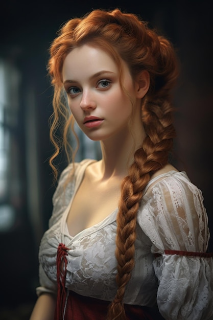 a woman with long hair