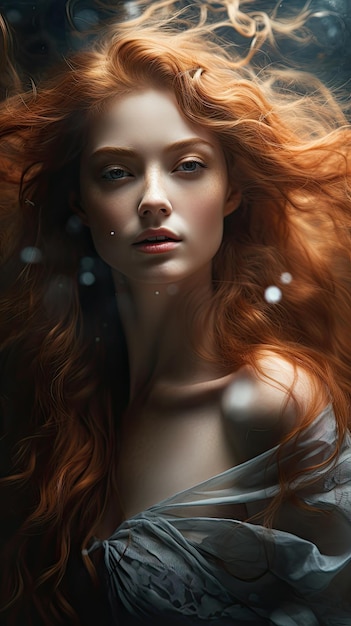 a woman with long red hair