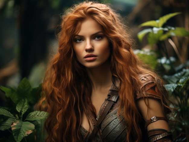 a woman with long red hair