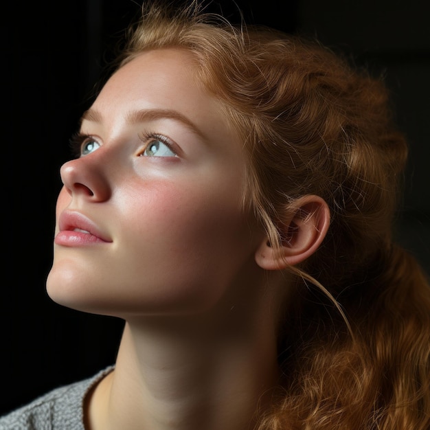 a woman with long red hair