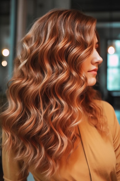 A woman with long wavy hair