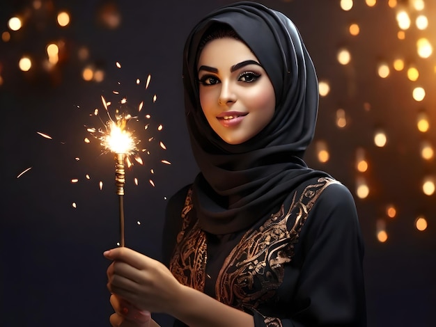 a woman with a magic wand and sparklers