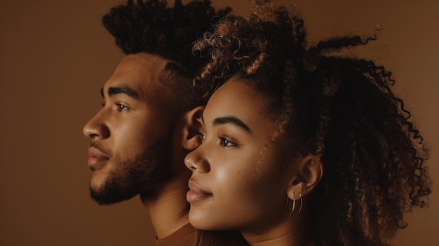 a woman with a man and a woman looking at the camera