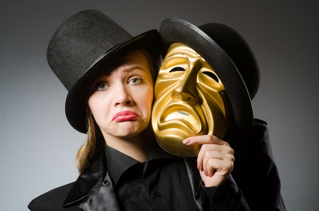 Woman with mask in funny concept