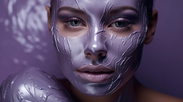 スパサロンで顔にマスクをかぶった女性Generative AI