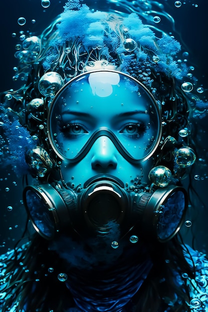 A woman with a mask and a mask that says'i'm a diver '