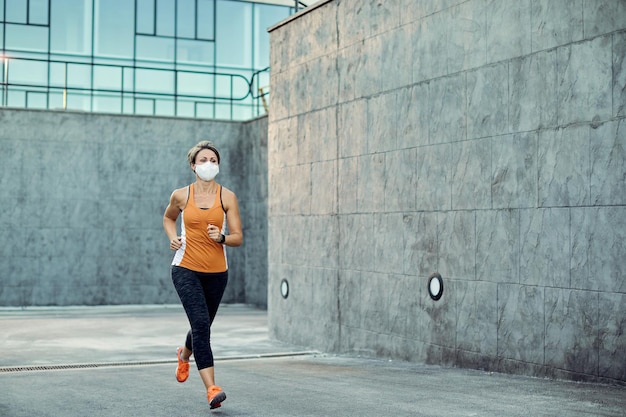 Woman with mask running