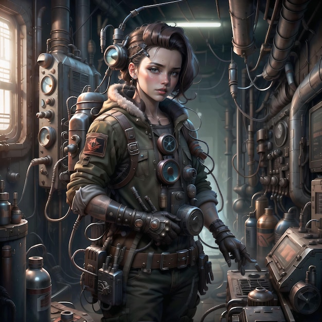 woman with mechanic outfit