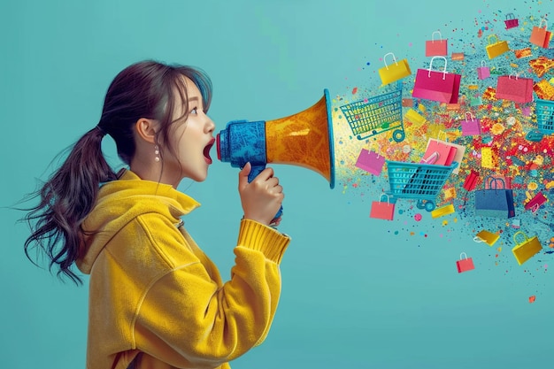 Photo a woman with a megaphone in her hand and the words quot the word gift quot on the bottom