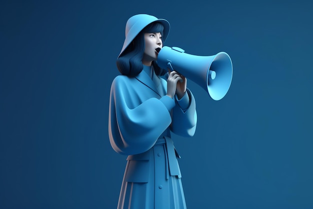 A woman with a megaphone is holding a megaphone.