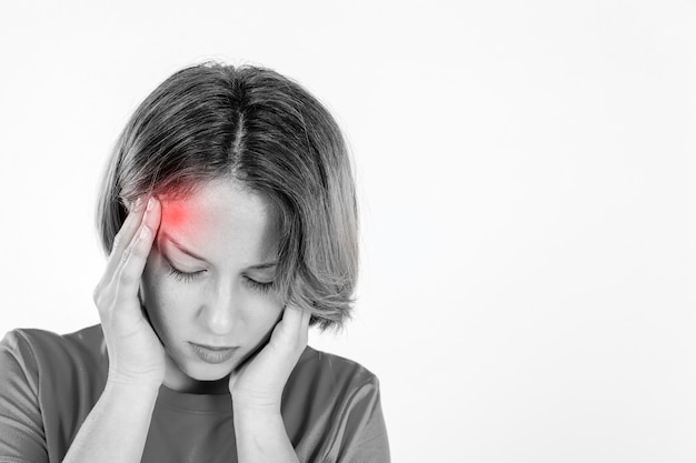 Woman with migraine