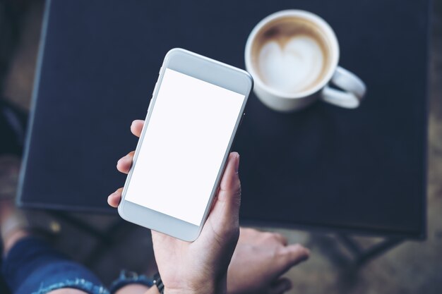 Woman with mockup smart phone 