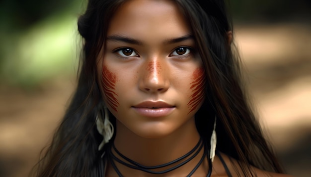 A woman with a native american face