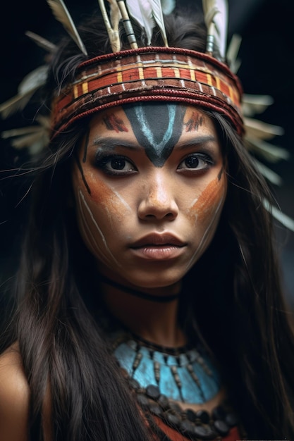 A woman with a native american face