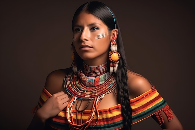 A woman with a native american indian necklace