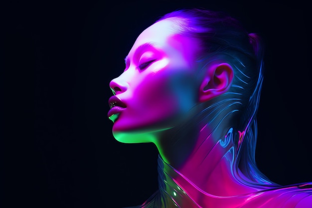 a woman with neon lights