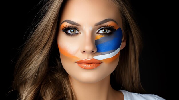 A Girl with Orange Face Paint · Free Stock Photo