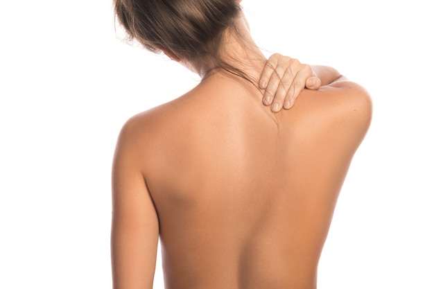 Woman with pain in her back and neck