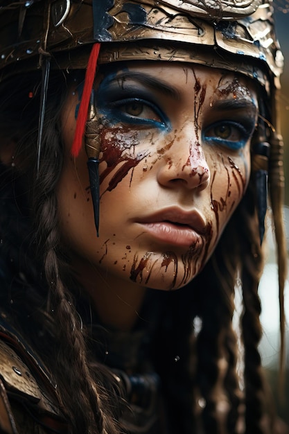 A woman with paint on her face