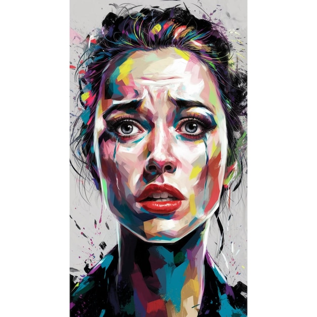 a woman with a painted face is shown with the word quot stop quot on it