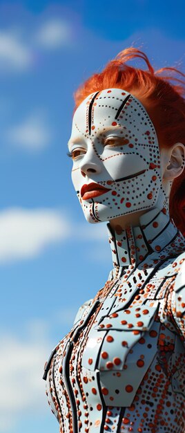 Photo a woman with a painted face and the words  disa  on the face