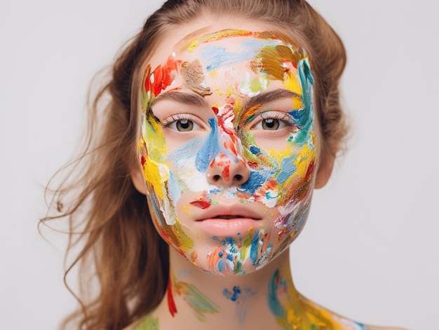 A woman with a painted face