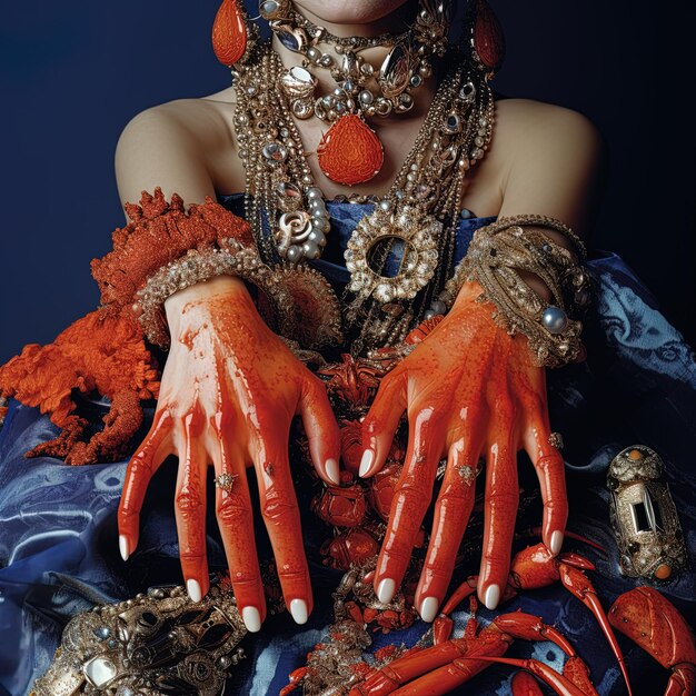 Photo a woman with painted hands and the word  henna  on her right hand