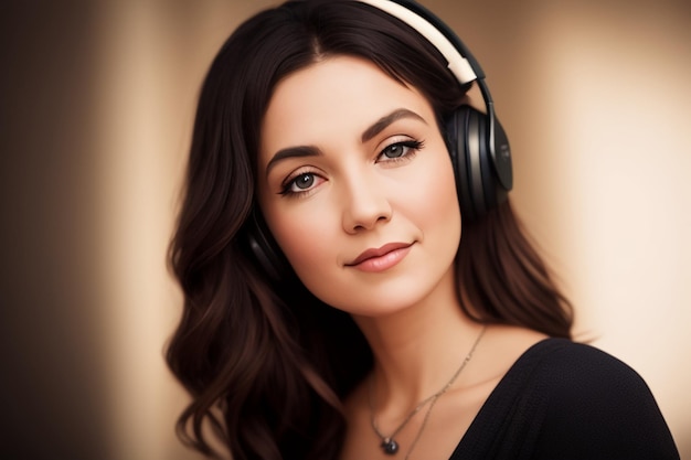 A woman with a pair of headphones on