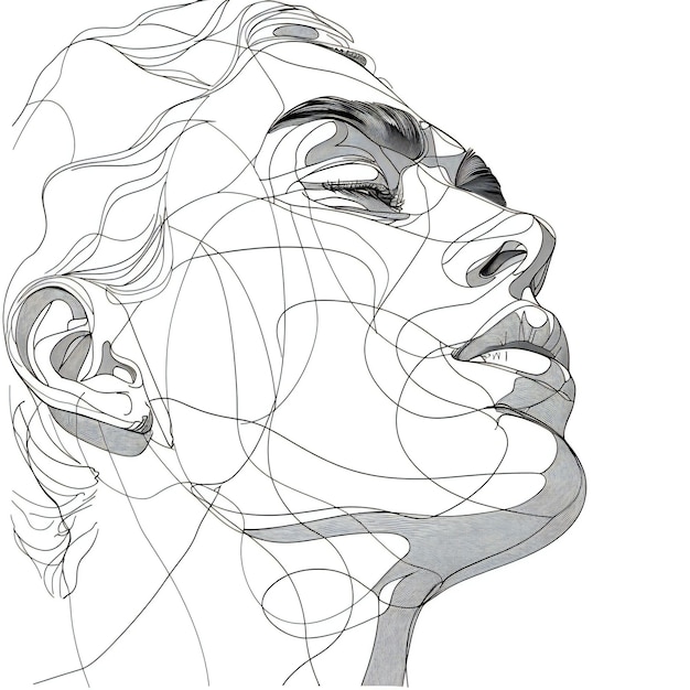 a woman with a pattern of lines on her face