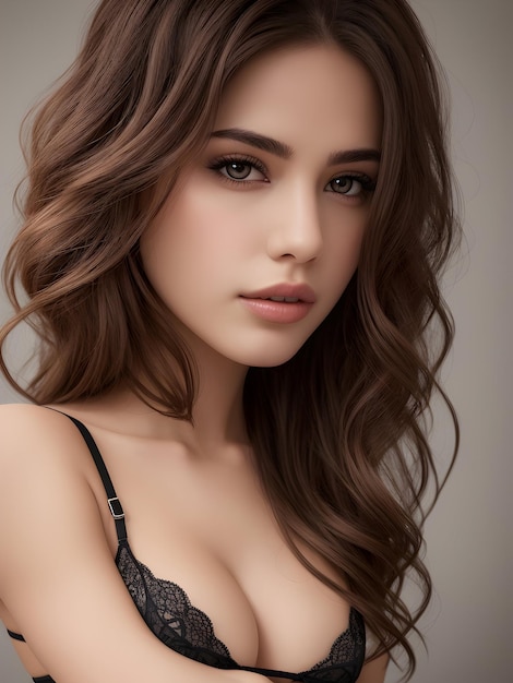 Woman with a perfect body in a sexy black lingerie ai generative