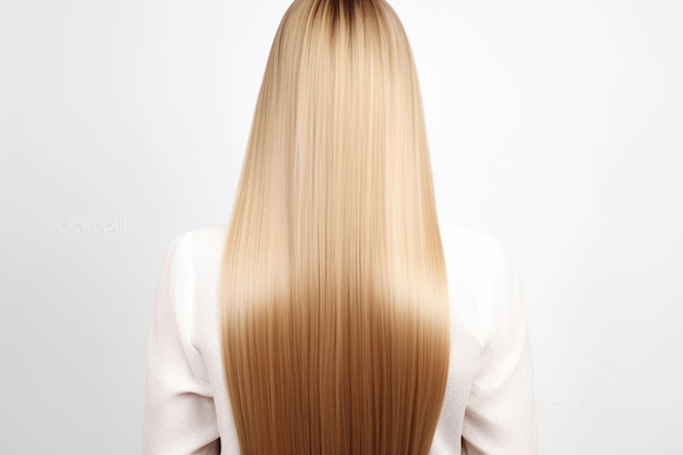 Photo woman with perfect straight hair rear view