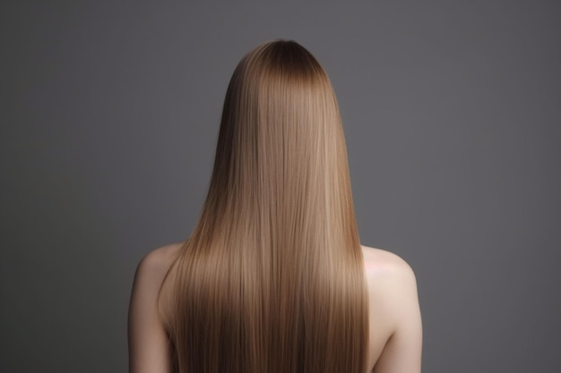 Photo woman with perfect straight hair rear view