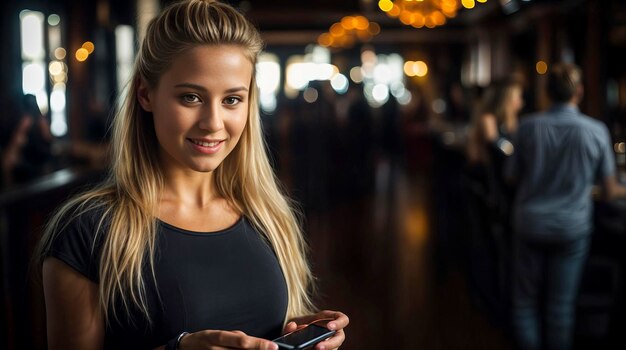 a woman with a phone in her hand