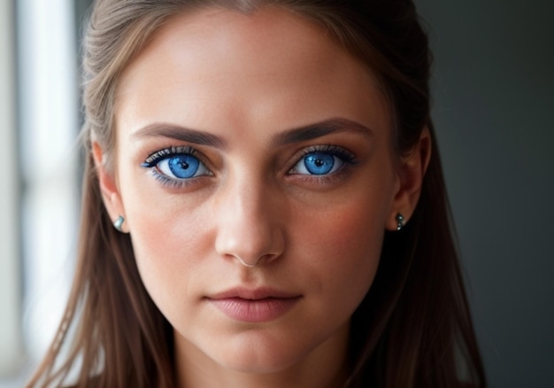 Foto una donna con occhi blu penetranti