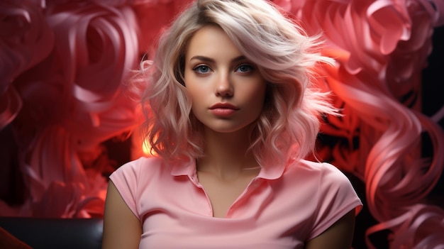 Photo woman with pink color