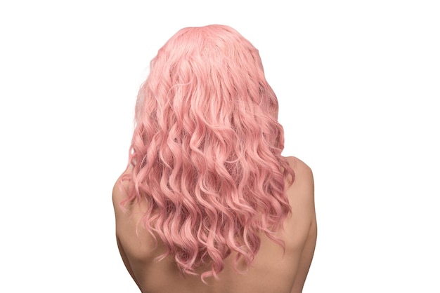 Woman with pink and curly hair