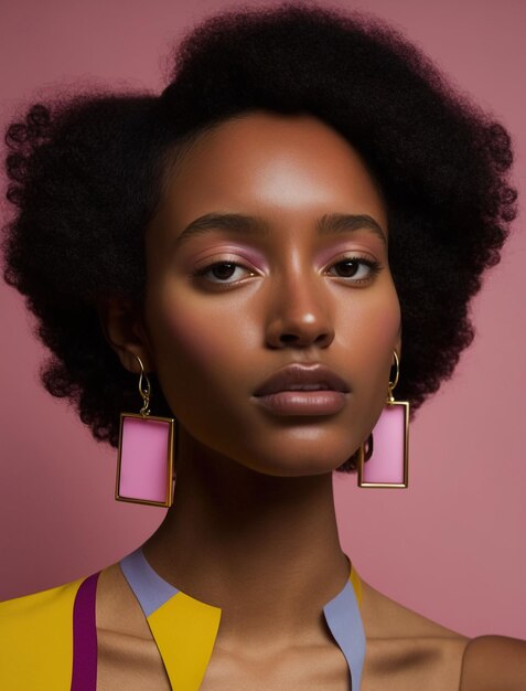 Photo a woman with a pink earrings on