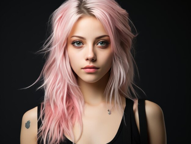 Photo woman with pink hair and shirt