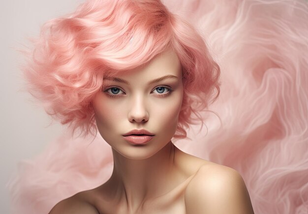 a woman with pink hair